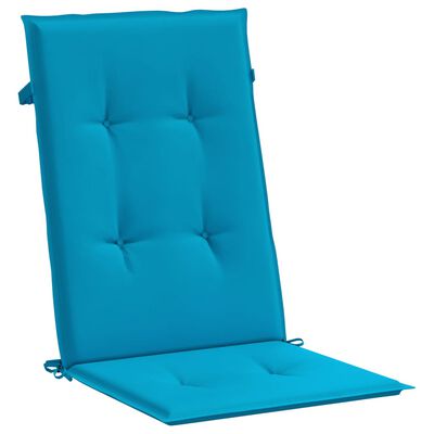 vidaXL Cojín silla de jardín respaldo alto 4 uds tela azul 120x50x3 cm