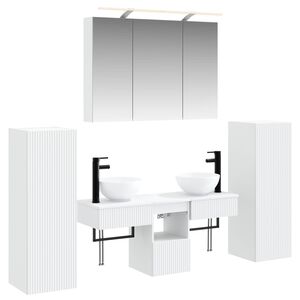 vidaXL Juego de muebles de ba&ntilde;o Montada en la pared 6 pcs Blanco