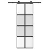 vidaXL Puerta corredera set herrajes vidrio templado aluminio 76x205cm