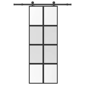 vidaXL Puerta corredera set herrajes vidrio templado aluminio 76x205cm