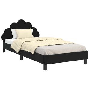 vidaXL Cama para ni&ntilde;os con cabecero Negro 90 x 190 cm Terciopelo