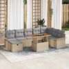 vidaXL Conjunto de sof&aacute; de jard&iacute;n 9 pcs Beige rat&aacute;n sint&eacute;tico