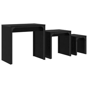 vidaXL Mesa de Caf&eacute; 3 pcs Roble Negro Madera de ingenier&iacute;a