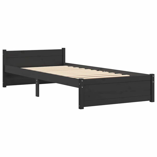 vidaXL Estructura de cama sin colchón madera maciza negro 90x200 cm