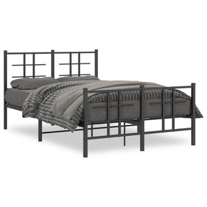 vidaXL Estructura cama sin colch&oacute;n con estribo metal negro 120x190 cm