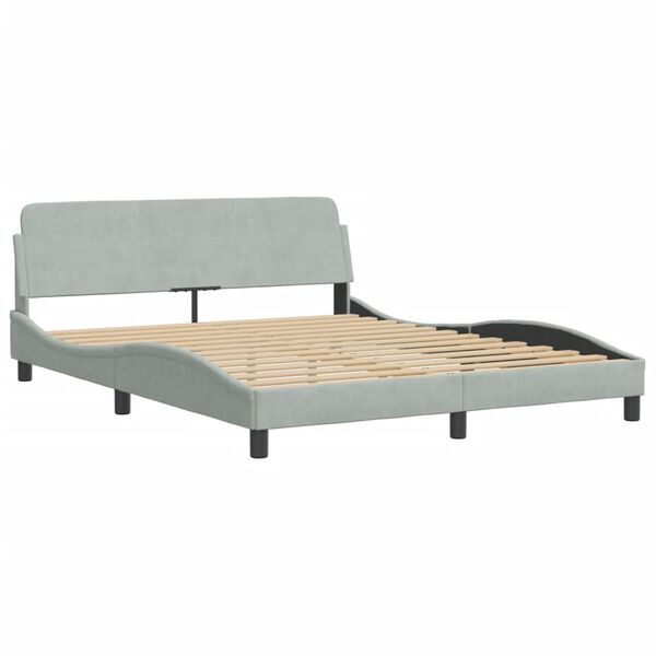 vidaXL Estructura de cama sin colch&oacute;n Hanko terciopelo gris claro 160x200 cm