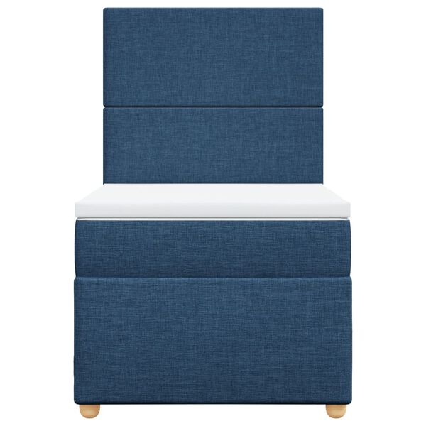 vidaXL Cama box spring con colch&oacute;n tela azul 90x190 cm
