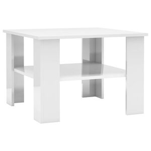 vidaXL Mesa de centro madera contrachapada blanco brillante 60x60x42cm