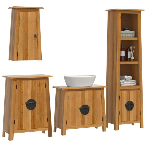 vidaXL Conjunto de muebles de baño 4 piezas madera maciza de pino