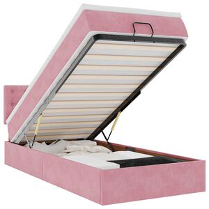 vidaXL Estructura de cama otomana colch&oacute;n terciopelo rosa 90x200cm
