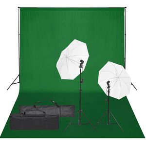 vidaXL Kit de estudio fotogr&aacute;fico con set de luces y fondo