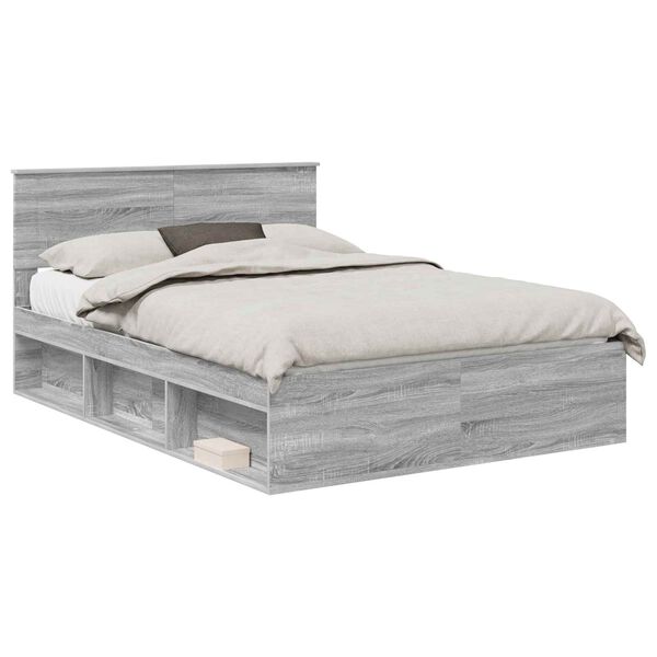 vidaXL Estructura de cama con cabecera Gris Sonoma 140 x 200 cm