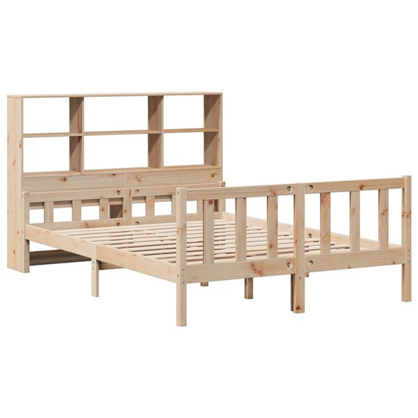 vidaXL Cama con estanter&iacute;a sin colch&oacute;n madera maciza de pino 120x190cm