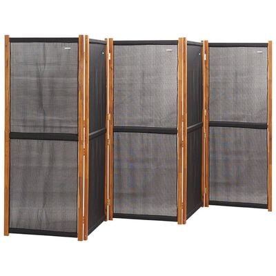 vidaXL Biombo divisor de 5 paneles negro 350x180 cm