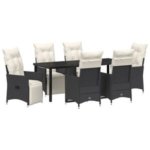 vidaXL Conjunto de Comedor de Jard&iacute;n 7 pcs Negro rat&aacute;n sint&eacute;tico