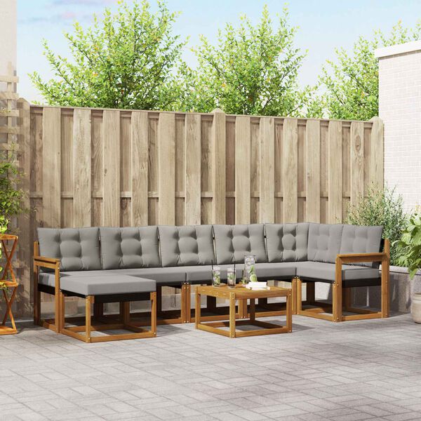 vidaXL Conjunto de sof&aacute;s de exterior 8 pcs Gris Natural y Claro