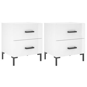 vidaXL Mesita noche 2 uds madera ingenier&iacute;a blanco brillo 40x35x47,5cm