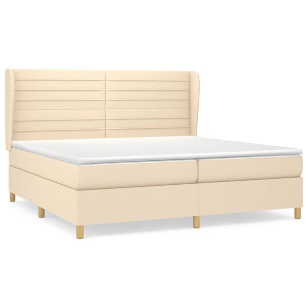 vidaXL Cama box spring con colch&oacute;n tela color crema 200x200 cm