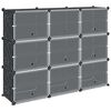 vidaXL Estanter&iacute;a de cubos con 9 compartimentos y puertas PP negro