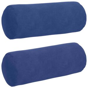 vidaXL Cojines Bolster 2 pcs Azul Polic&iacute;a &Oslash; 15 x 40 cm Tela de pana
