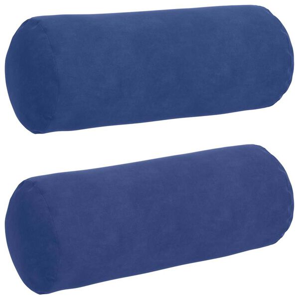 vidaXL Cojines Bolster 2 pcs Azul Polic&iacute;a &Oslash; 15 x 40 cm Tela de pana