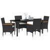 vidaXL Conjunto de Comedor de Jard&iacute;n 5 pcs Negro rat&aacute;n sint&eacute;tico