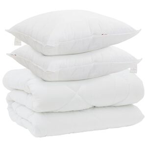 vidaXL Edred&oacute;n de Invierno con almohada 3 uds. Blanco Microfibra
