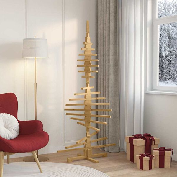 vidaXL &Aacute;rbol de Navidad de madera Marr&oacute;n 180 cm Madera maciza de pino