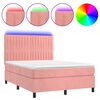 vidaXL Cama box spring colchón y LED terciopelo rosa 140x200 cm