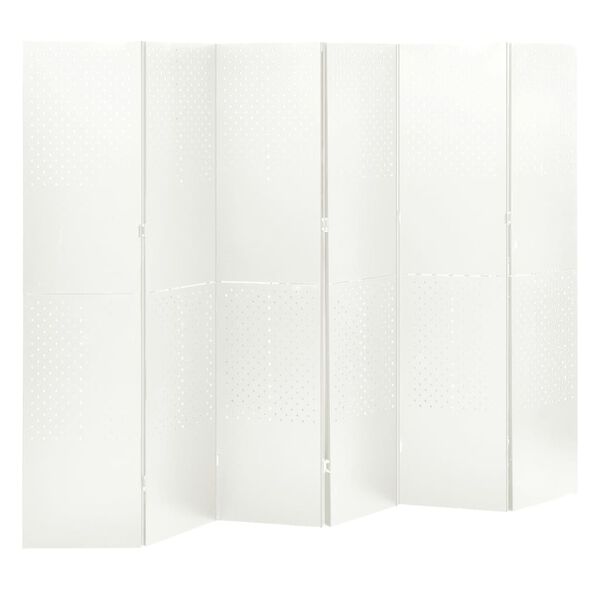 vidaXL Biombos divisores de 6 paneles 2 uds blanco acero 240x180 cm
