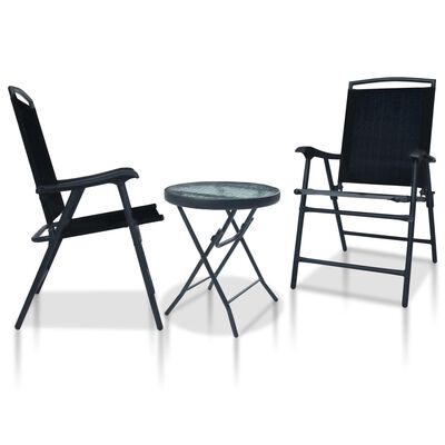 vidaXL Mesa y sillas de bistró 3 piezas acero negro