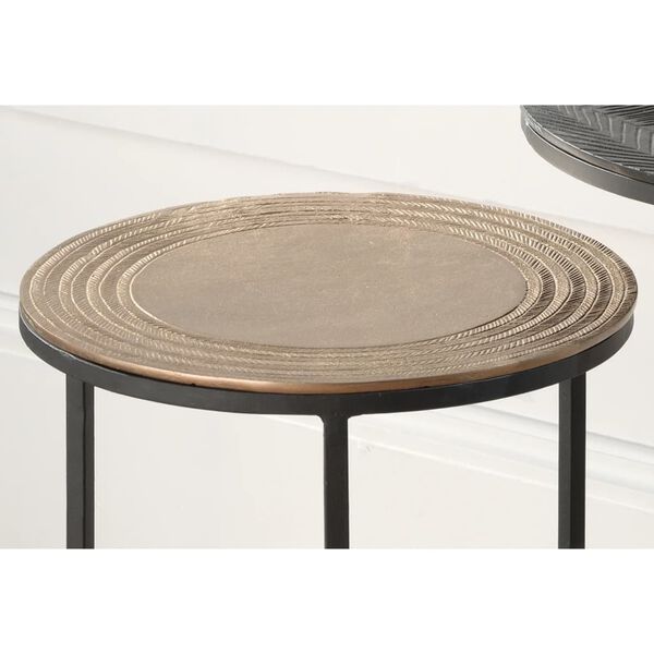 Rousseau Juego de mesas auxiliares 2 piezas Ronda metal negro y dorado