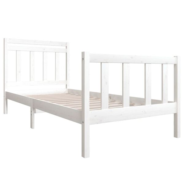 vidaXL Estructura de cama individual de madera maciza blanco 90x190 cm