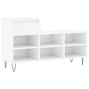 vidaXL Zapatero madera contrachapada blanco brillo 102x36x60 cm