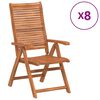 vidaXL Sillas plegables reclinables, 8 unidades, 56x72x107 cm, madera maciza de acacia.