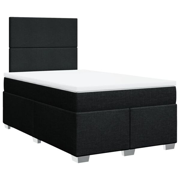 vidaXL Cama box spring con colch&oacute;n tela negro 120x200 cm