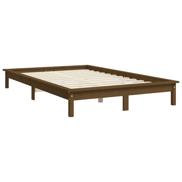 vidaXL Estructura de cama madera maciza pino marr&oacute;n miel 140x190 cm