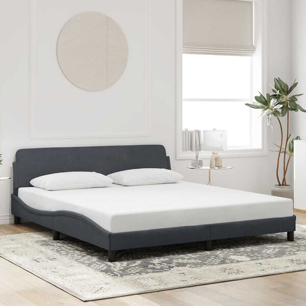 vidaXL Estructura de cama Dover terciopelo gris oscuro 180x200cm