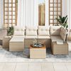 vidaXL Conjunto de sof&aacute; de jard&iacute;n 7 pcs Beige y blanco
