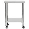 vidaXL Mesa de trabajo para cocina con ruedas acero inox 80x45x85 cm