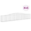 vidaXL Cestas de gaviones 15 uds forma de arco hierro 400x30x60/80 cm
