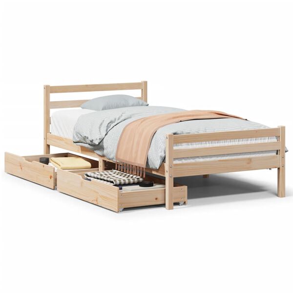 vidaXL Estructura de cama sin colch&oacute;n madera maciza de pino 100x200 cm