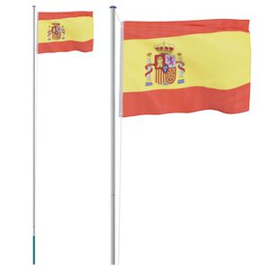 vidaXL M&aacute;stil y bandera de Espa&ntilde;a aluminio 6,08 m
