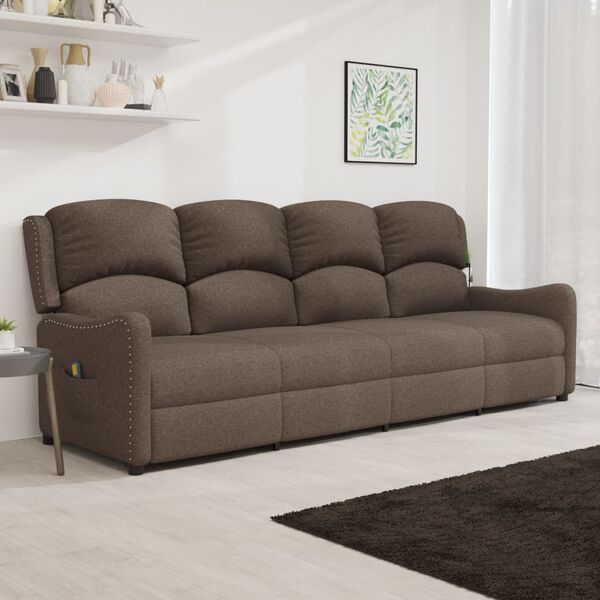 vidaXL Sill&oacute;n reclinable de masaje de 4 plazas tela taupe