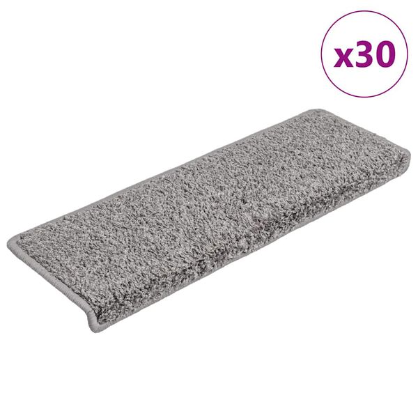 vidaXL Alfombrillas para escaleras 30 unidades 65x21x4 cm Gris Borde Rectangular