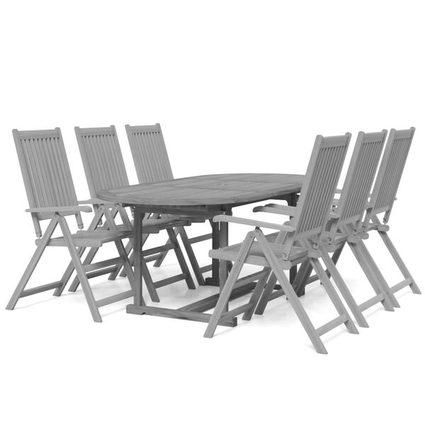 vidaXL Juego de comedor para jard&iacute;n 7 piezas madera maciza acacia