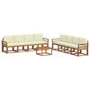 vidaXL Conjunto de sof&aacute;s de exterior 9 uds. Natural y Crema