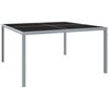 vidaXL Mesa de jard&iacute;n de acero y vidrio gris 130x130x72 cm