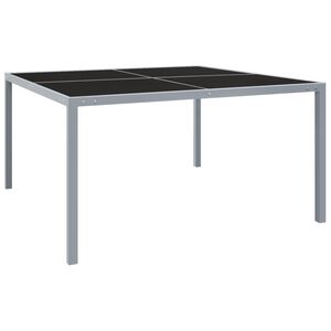 vidaXL Mesa de jard&iacute;n de acero y vidrio gris 130x130x72 cm