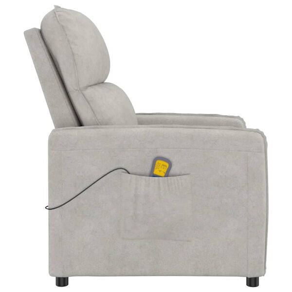 vidaXL Sill&oacute;n de masaje tela de microfibra gris claro